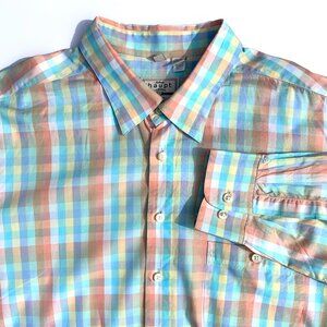 Men’s Haupt Pastel Plaid Long Sleeve 100% Cotton Button Down Shirt, Germany, XXL